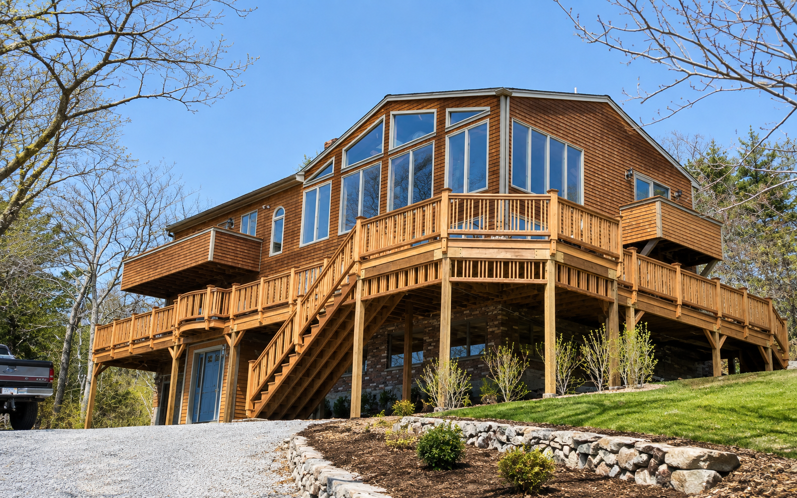 Custom exterior deck construction built by MD Builders & Development in Ipswich, MA